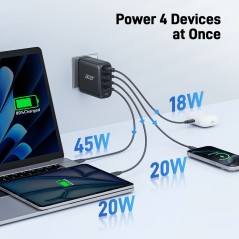 Acer 100W GaN Adapter | 3xUSB-C & 1xUSB-A - Fast Charging, Compact, and Efficient Power Solution!